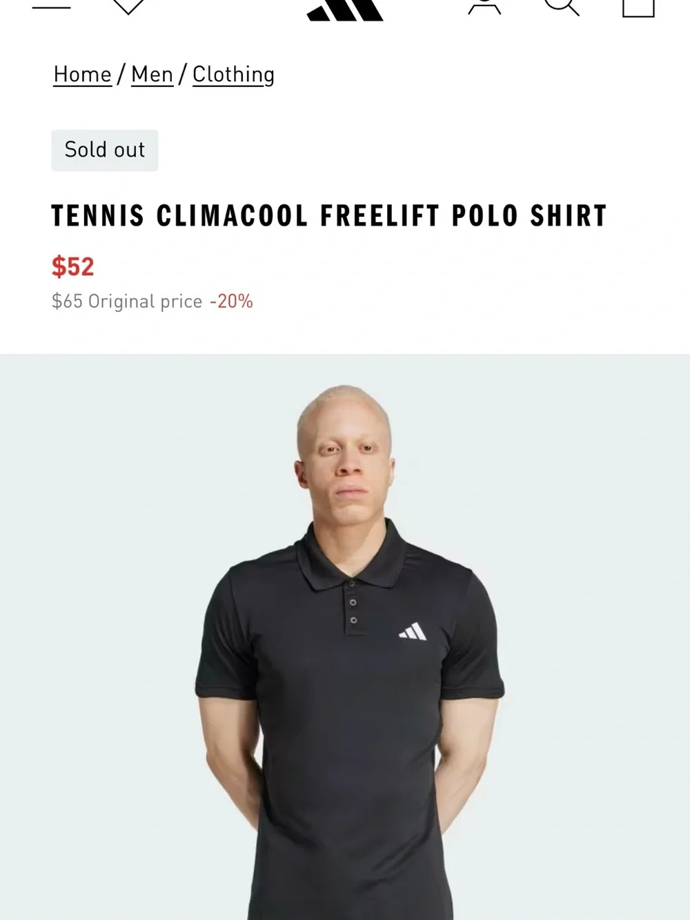 adidas Black Men's Polo with White Logo